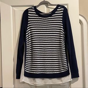 Navy & White Striped Sweater